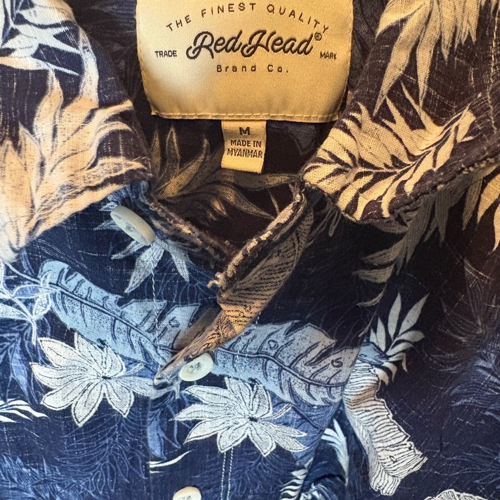 Red Head Blue and White Casual Button Down Shirt - Picture 3 of 3